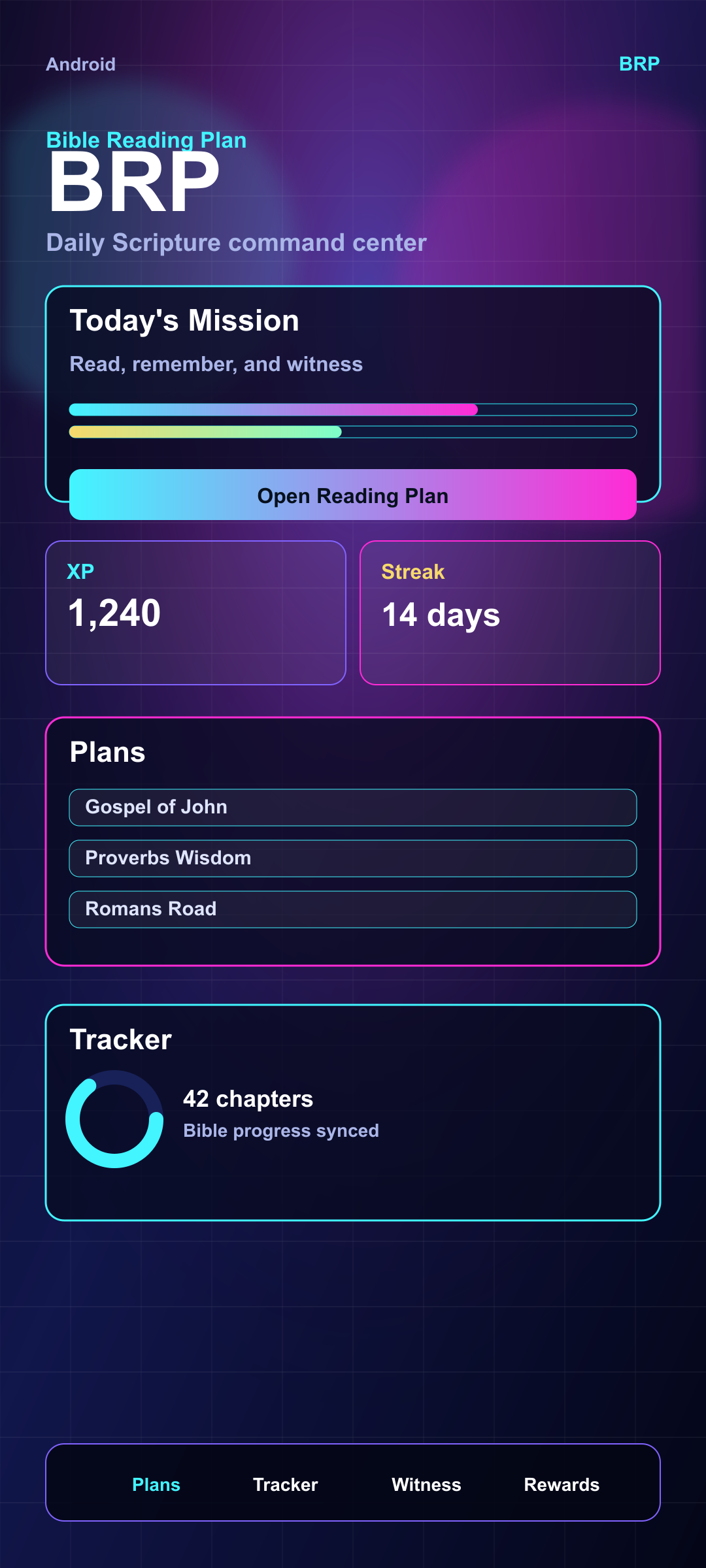Android screenshot showing the BRP app